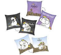 Herding 55014.10.003 Coussin Motif corne de Pummeleinhorn Blanc 40 x 40 cm