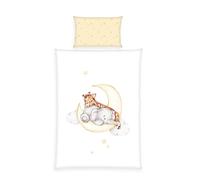 Herding Baby Best Parure de Lit en Flanelle, Sleeping On The Moon, MADE IN GREEN by OEKO TEX, Taie d'Oreiller 40 x 60 cm avec Rabat, Housse de couette 100 x 135 cm avec fermeture à boutons, Coton, Flanelle