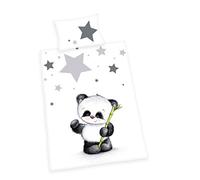 Herding BABY BEST Parure de Lit pour Enfants, Réversible Panda Jana, Housse de Couette 100 x 135 cm, Taie d'Oreiller 40 x 60 cm, Coton/Renforcé