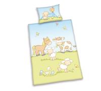 Herding BABY BEST Parure de Lit Réversible pour Enfants, Jana Les Animaux de la Ferme, Housse de Couette 100 x 135 cm, Taie d'Oreiller 40 x 60 cm, Coton/Renforcé