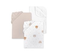 Herding babybest Ensemble de draps-Housses, Little Friends, 3 pièces, 2 draps-Housses, 1 protège-Matelas (100% imperméable), pour poussettes et berceaux, env. 35 x 75 cm
