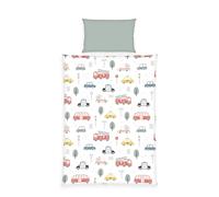 Herding babybest Linge de lit en Flanelle véhicules, 1 Coussin 40x60 cm, 1 Couverture 100x135 cm, 100% Coton - Flanelle/Flanelle