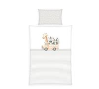 Herding babybest Ensemble de literie pour Enfants en Bas âge, Motif réversible Adventure Buddies, taie d'oreiller 40 x 60 cm, Housse de Couette 100 x 135 cm, 100% Coton/renforcé