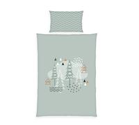 Herding babybest Ensemble de literie pour Enfants en Bas âge, Motif réversible Nordic Forest, taie d'oreiller 40x60 cm, Housse de Couette 100x135 cm, Fermeture éclair et Rabat, 100% Coton/renforcé