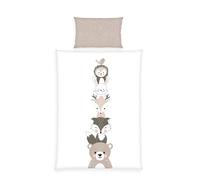 Herding babybest Ensemble de literie pour Enfants en Bas âge, Motif réversible Woodland Crew, taie d'oreiller 40x60 cm, Housse de Couette 100x135 cm, Fermeture éclair et Rabat, 100% Coton/renforcé