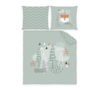 Herding babybest Linge de lit pour bébé, Nordic Forest, taie d'oreiller 35 x 40 cm, Housse de Couette 80 x 80 cm, avec Rabat, 100% Coton