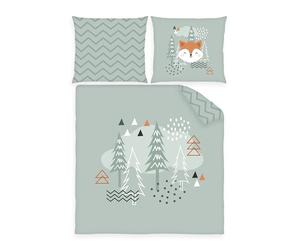 Herding babybest Linge de lit pour bébé, Nordic Forest, taie d'oreiller 35 x 40 cm, Housse de Couette 80 x 80 cm, avec Rabat, 100% Coton