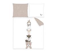 Herding babybest Linge de lit pour bébé, Woodland Crew, taie d'oreiller 35 x 40 cm, Housse de Couette 80 x 80 cm, avec Rabat, 100% Coton