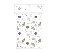Herding babybest Parure de Lit en flanelle Univers, Taie d'Oreiller 40 x 60 cm avec Ouverture Portefeuille, Housse de Couette 100 x 135 cm avec Boutons, Coton/Flanelle