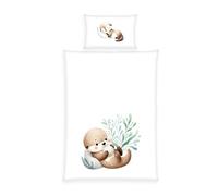 Herding Babybest Parure de lit, Loutre Câline, 40 x 60 cm + 100 x 135 cm, avec Fermeture éclair, 100% Coton, Multicolore