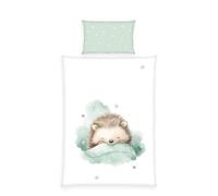 Herding babybest Parure de Lit Petit Hérisson, Taie d’Oreiller env. 40 x 60 cm, Housse de Couette env. 100 x 135 cm, Avec Fermeture Éclair et Rabat Hôtel, 100% Coton/Renforcé