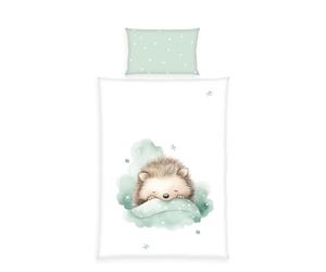 Herding babybest Parure de Lit Petit Hérisson, Taie d’Oreiller env. 40 x 60 cm, Housse de Couette env. 100 x 135 cm, Avec Fermeture Éclair et Rabat Hôtel, 100% Coton/Renforcé