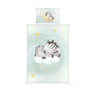 Herding babybest Parure de Lit Zebra, Taie d'Oreiller 40 x 60 cm avec motif réversible, Housse de Couette 100 x 135 cm, avec Fermeture éclair, 100% Coton/Renforcé