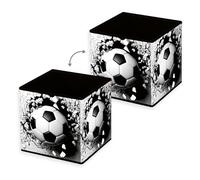 Herding Boîte de rangement Young Collection, effet football 3D, 30 x 30 x 30 cm, boîte pliable, noir/blanc