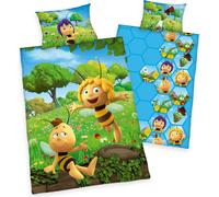 Herding MAYA L'ABEILLE Parure de Lit Réversible pour Enfants, Housse de Couette 100 x 135 cm, Taie d'Oreiller 40 x 60 cm, Coton/Renforcé