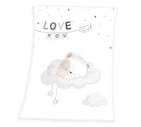 Herding Couverture pour Bébés, Petit Ours Endormi, 75 x 100 cm, Polyester Tout Doux, Blanc