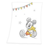 Herding Disney Mickey Mouse Couverture pour Bébés, 75 x 100 cm, Polyester Tout Doux, Blanc