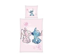 Herding Ensemble de literie Disney's Stitch, Motif réversible, taie d'oreiller 65 x 100 cm, Housse de Couette 160 x 210 cm, avec Fermeture éclair, 100% Coton/renforcé