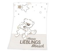 Herding Fynn Couverture Bébé, Inscription « Kleiner Lieblingsmensch », 75 x 100 cm, Microfibre Polaire, Blanc