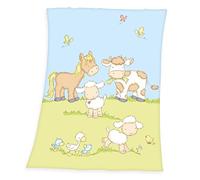 Herding Fynn Couverture Bébé, Les Animaux de la Ferme, 75 x 100 cm, Microfibre Polaire, Multicolore