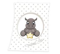 Herding Fynn Couverture Bébé, Petit Rhinocéros, 75 x 100 cm, Microfibre Polaire, Blanc