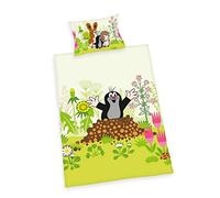 Herding LA PETITE TAUPE Parure de Lit Réversible pour Enfants, Housse de Couette 100 x 135 cm, Taie d'Oreiller 40 x 60 cm, Coton/Renforcé