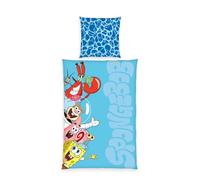 Herding Literie Bob l'éponge, taie d'oreiller env. 80 x 80 cm, Housse de Couette env. 135 x 200 cm, avec Fermeture éclair et Motif réversible, 100% Polyester, Microfibre