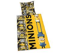 Herding Minions 2 Parure de Lit, Réversible, Fermeture Éclair, Housse de Couette 135 x 200 cm, Taie d'Oreiller 80 x 80 cm, Coton/Renforcé