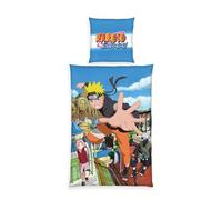 Herding Naruto Shippuden Parure de lit, taie d'oreiller env. 80 x 80 cm, Housse de Couette env. 135 x 200 cm, avec Fermeture éclair, 100% Coton
