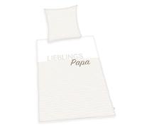 Herding Parure de lit avec Inscription Lieblings-Papa, Housse de Coussin env. 80x80 cm, Housse de Couette env. 135x200 cm, avec Fermeture éclair Facile à Manipuler, 100% Coton, Renforcé