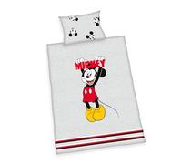Herding Parure de Lit Bébé, Mickey Mouse, Taie d'Oreiller env. 40 x 60 cm avec Rabat, Housse de Couette env. 100 x 135 cm, Avec Boutons, 100% Coton