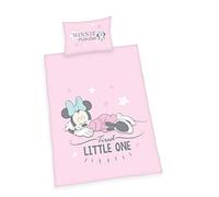 Herding Parure de Lit Biologique Disney Minnie Mouse, Taie d'Oreiller 40 x 60 cm avec Ouverture Portefeuille, Housse de Couette 100 x 135 cm, Avec Fermeture Éclair Facile, 100% Coton/Linon