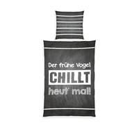 Herding Parure de lit Citations, Housse de Coussin env. 80x80 cm, Housse de Couette env. 135x200 cm, avec Fermeture éclair de marque facile, 100% coton, Renforcé