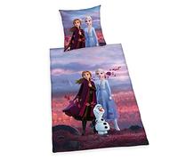 Herding Parure de Lit Disney La Reine des Neiges 2, Réversible, Taie d'oreiller 70 x 90 cm, Housse de Couette 140 x 200 cm, avec Fermeture Éclair Facile, 100% Coton/Renforcé