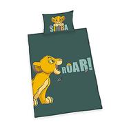 Herding Parure de Lit Disney Le Roi Lion, Taie d'Oreiller 40 x 60 cm avec Ouverture Portefeuille, Housse de Couette 100 x 135 cm, Avec Fermeture Éclair Facile, 100% Coton/Linon