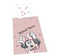 Herding Parure de Lit Disney Minnie Mouse, Réversible, Taie d'Oreiller 80 x 80 cm, Housse de Couette 135 x 200 cm, Avec Fermeture Éclair Facile, 100% Coton/Renforcé