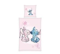 Herding Parure de Lit Disney Stitch, Taie d’Oreiller env. 80 x 80 cm, Housse de Couette env. 135 x 200 cm, Avec Fermeture Éclair et Motif Réversible, 100% Coton/Renforcé