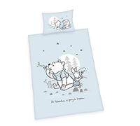 Herding Parure de Lit Disney Winnie l'Ourson, Taie d'Oreiller 40 x 60 cm avec Ouverture Portefeuille, Housse de Couette 100 x 135 cm, Avec Fermeture Éclair Facile, 100% Coton/Linon