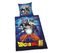 Herding Parure de Lit Dragonball Super, Taie d'oreiller 70 x 90 cm avec fermeture éclair et motif réversible, Taie de lit 140 x 200 cm, Avec fermeture éclair, 100% coton/renforcé