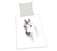 Herding Parure de Lit, Motif Réversible Cheval, Taie d'Oreiller 80 x 80 cm, Housse de Couette 135 x 200 cm, Avec Fermeture Éclair, Coton/Renforcé