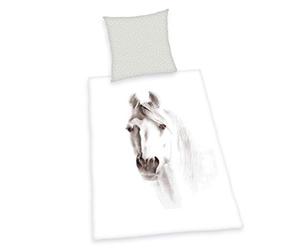 Herding Parure de Lit, Motif Réversible Cheval, Taie d'Oreiller 80 x 80 cm, Housse de Couette 135 x 200 cm, Avec Fermeture Éclair, Coton/Renforcé