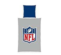 Herding Parure de Lit NFL, Taie d'Oreiller 80 x 80 cm, Housse de Couette 135 x 200 cm, Avec Fermeture Éclair, Coton/Renforcé