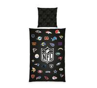 Herding Parure de Lit NFL Teams, Taie d'Oreiller env. 80 x 80 cm, Housse de Couette env. 135 x 200 cm, Avec Fermeture éclair de qualité, 100% Coton/renforcé