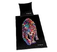 Herding Parure de Lit P.D. Moreno "Léopard", Réversible, Taie d'Oreiller 80 x 80 cm, Housse de Couette 135 x 200 cm, Avec Fermeture Éclair, Coton/Satin