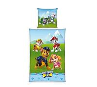 Herding Parure de lit Paw Patrol Taie d'oreiller 80 x 80 cm avec Boutons et Housse de Couette 135 x 200 cm Fermeture à Boutons 100% linon