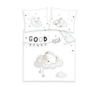 Herding Parure de Lit pour Berceau Sleeping Little Bear, Taie d'Oreiller 35 x 40 cm avec Fermeture Portefeuille, Housse de Couette 80 x 80 cm avec Fermeture Portefeuille, Coton/Renforcé, Marron