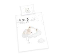 Herding Parure de Lit Réversible Pour Enfants, Motif Petit Ours Endormi, Housse de Couette 100 x 135 cm, Taie d'Oreiller 40 x 60 cm, Flanelle