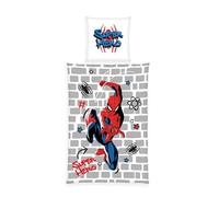 Herding Parure de Lit Spider Man, Taie d'Oreiller env. 80 x 80 cm, Housse de Couette env. 135 x 200 cm, Avec Boutons, 100% Coton