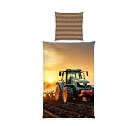 Herding Parure de Lit Tracteur, Young Collection, Taie d'Oreiller env. 65 x 100 cm, Housse de Couette env. 160 x 210 cm, taille suisse, Avec Fermeture éclair de qualité, 100% Coton/renforcé