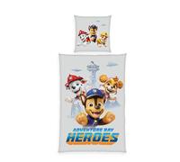 Herding Paw Patrol Ensemble de literie en Flanelle, taie d'oreiller 80 x 80 cm, Housse de Couette 135 x 200 cm, avec Patte de Boutonnage, 100% Coton/Flanelle